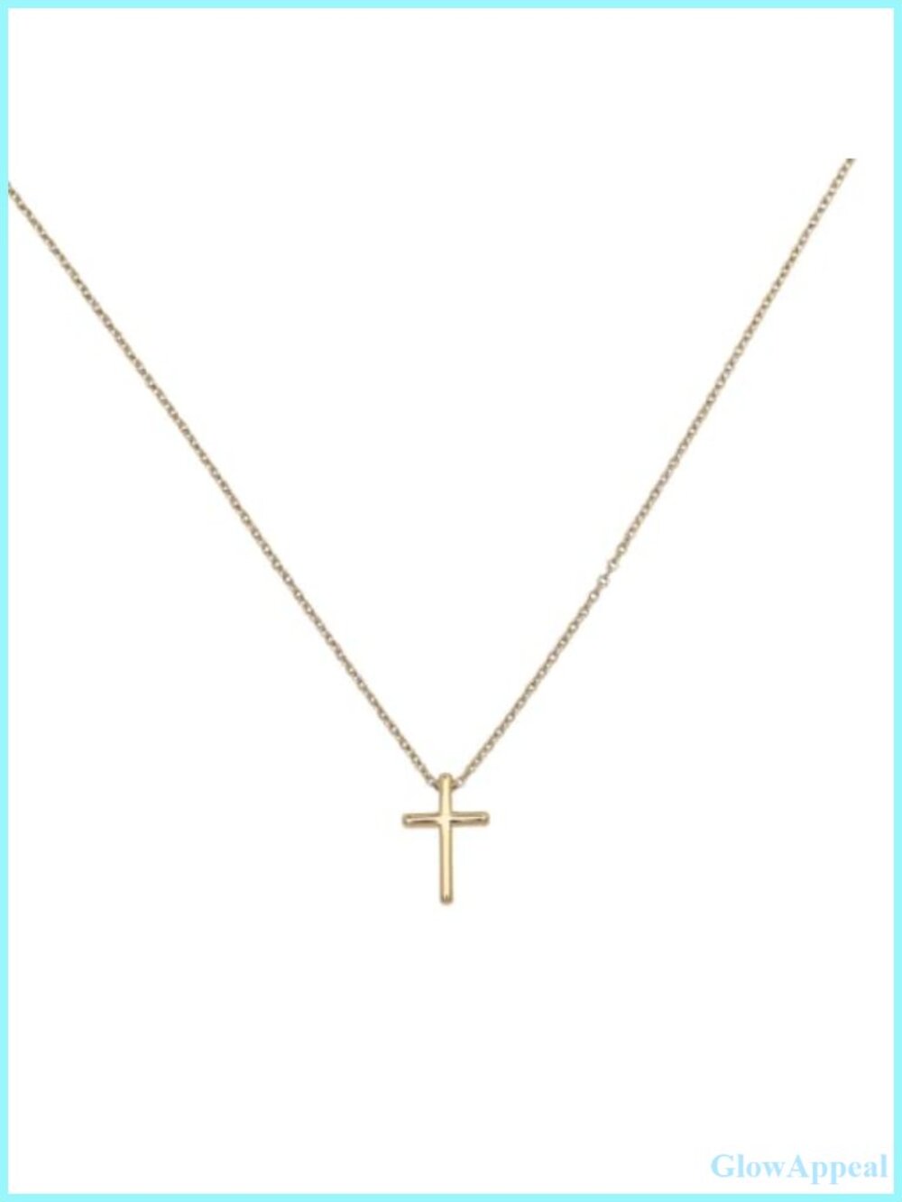 14K Gold Plated Small Cross Pendant Necklace for Women, Dainty Christian